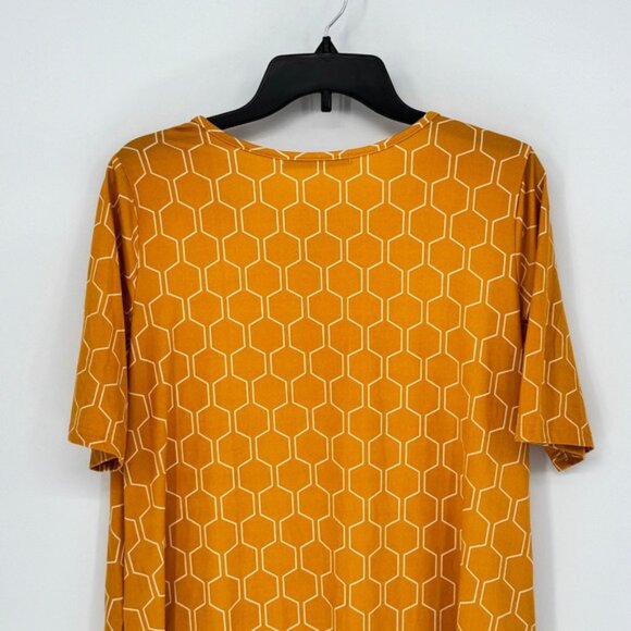 Arianna by Howards Womens Small Medium Gold Hexagon Print Short Sleeve Dress New - Picture 7 of 14